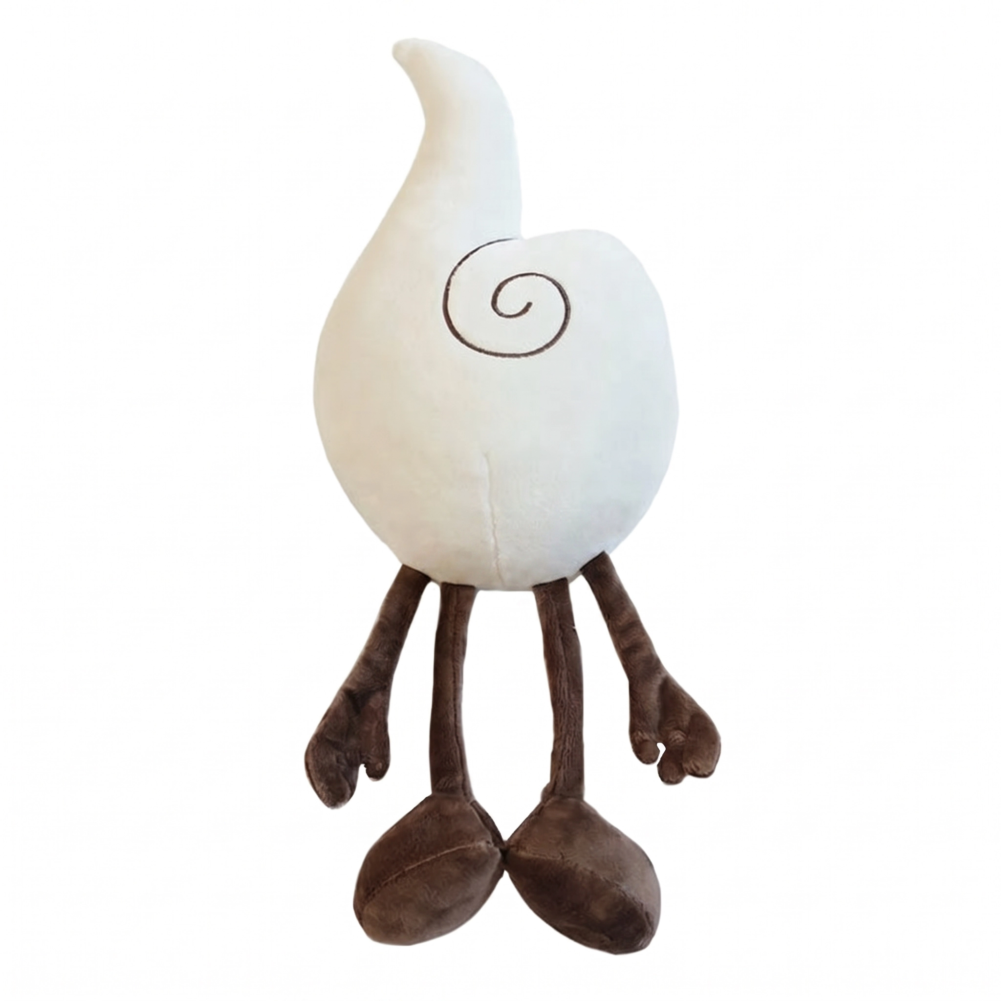 Rear view of the Plush Elements Air Spirit toy showing the white cloud-shaped body and dark brown poseable legs.